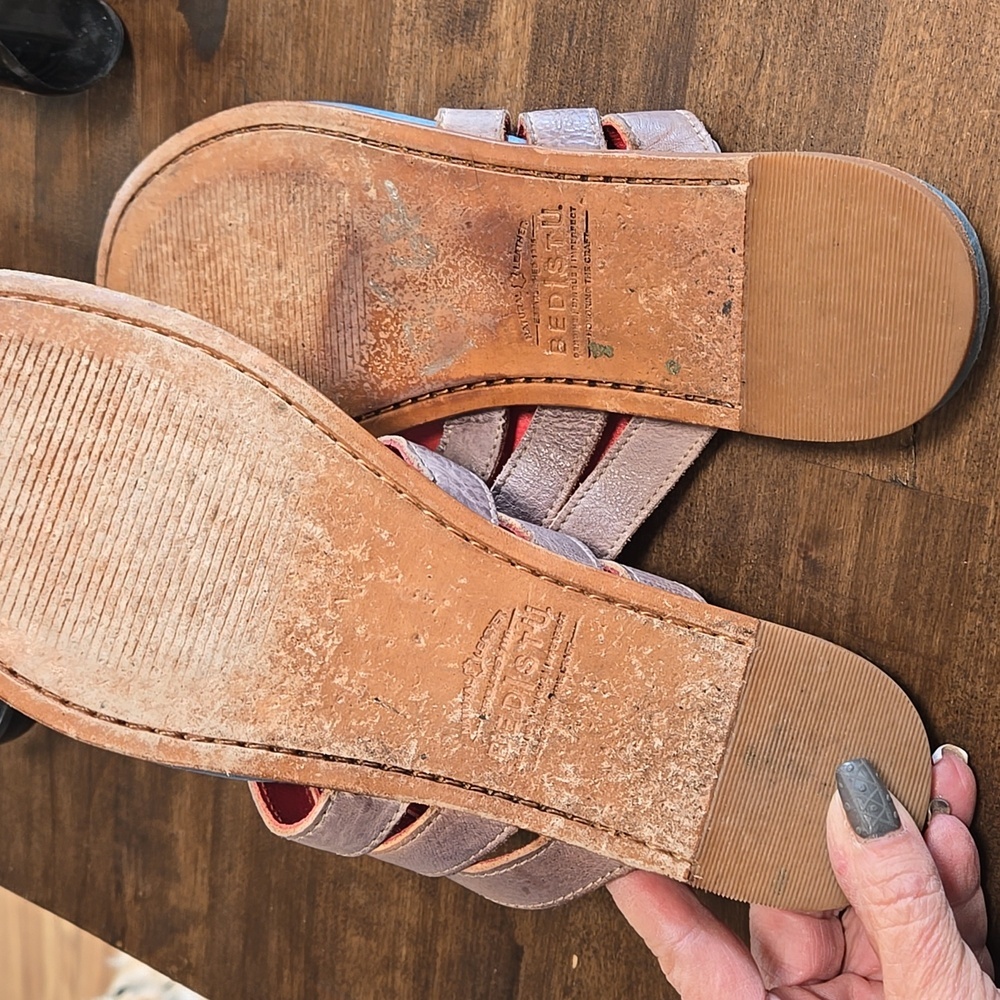 Bed Stu Yoli Leather Sandals Slide Flip Flop Thong Aztec Design Womens Sizs 8 - Picture 5 of 8